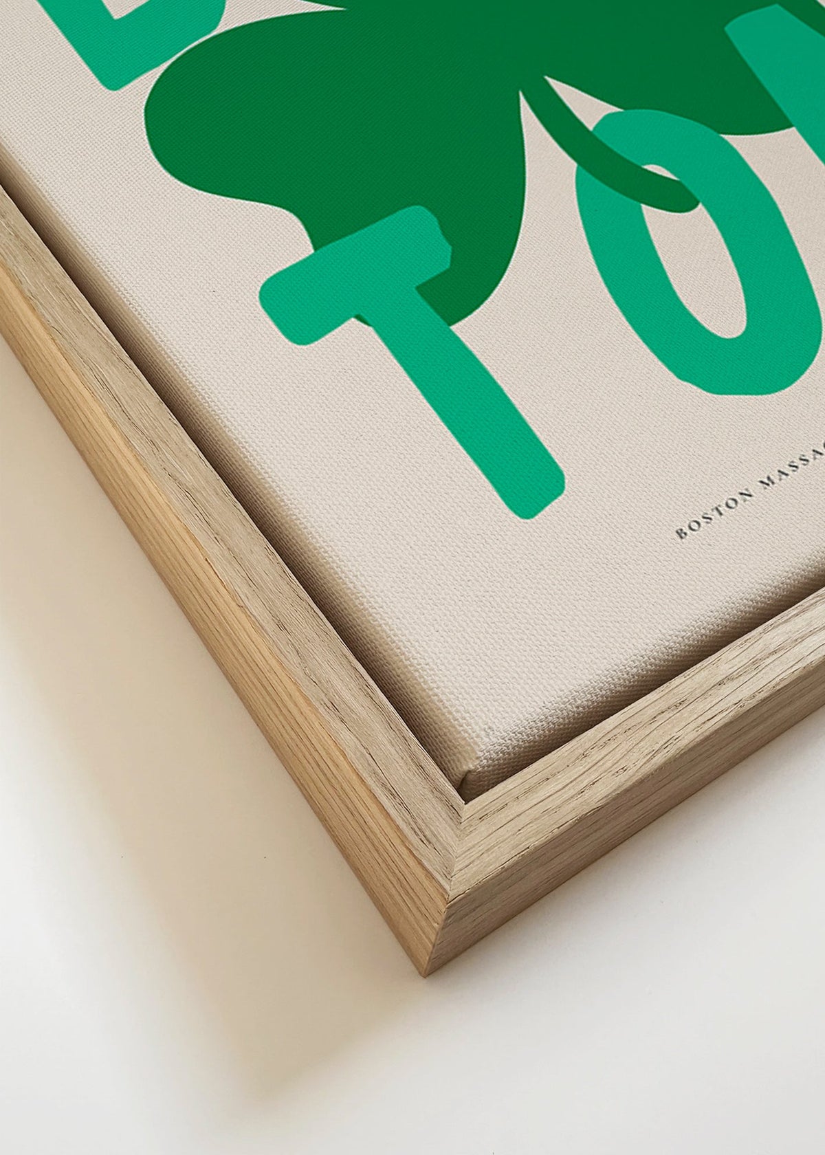 Cuadro de ciudades Boston con trébol gráfico – Canvas detail