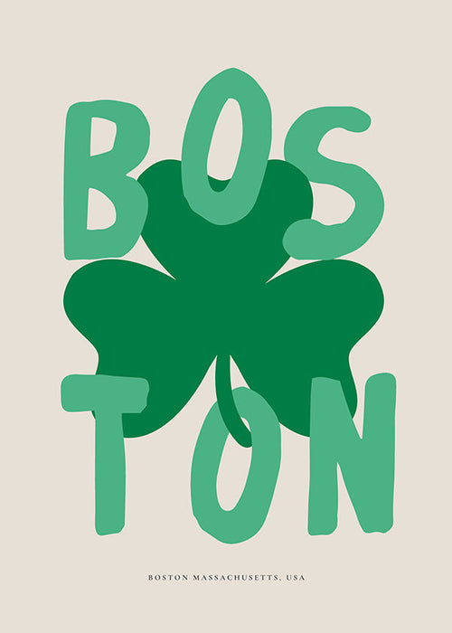 Cuadro de ciudades Boston con trébol gráfico