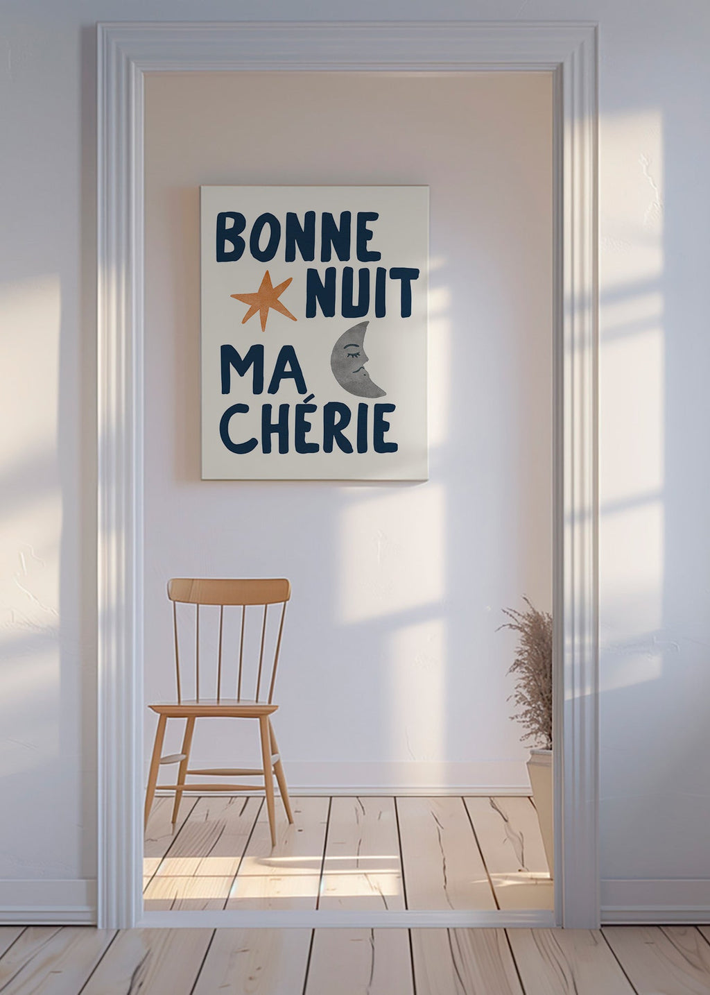 Lámina infantil con frase nocturna y luna – Canvas