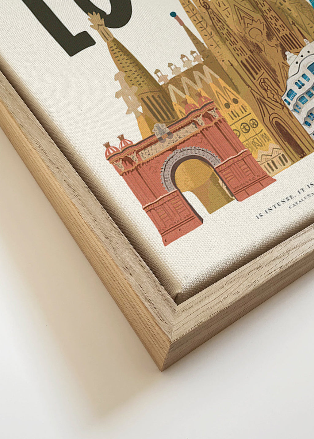 Cuadro de ciudades Barcelona ilustrada y tipográfica – Canvas detail
