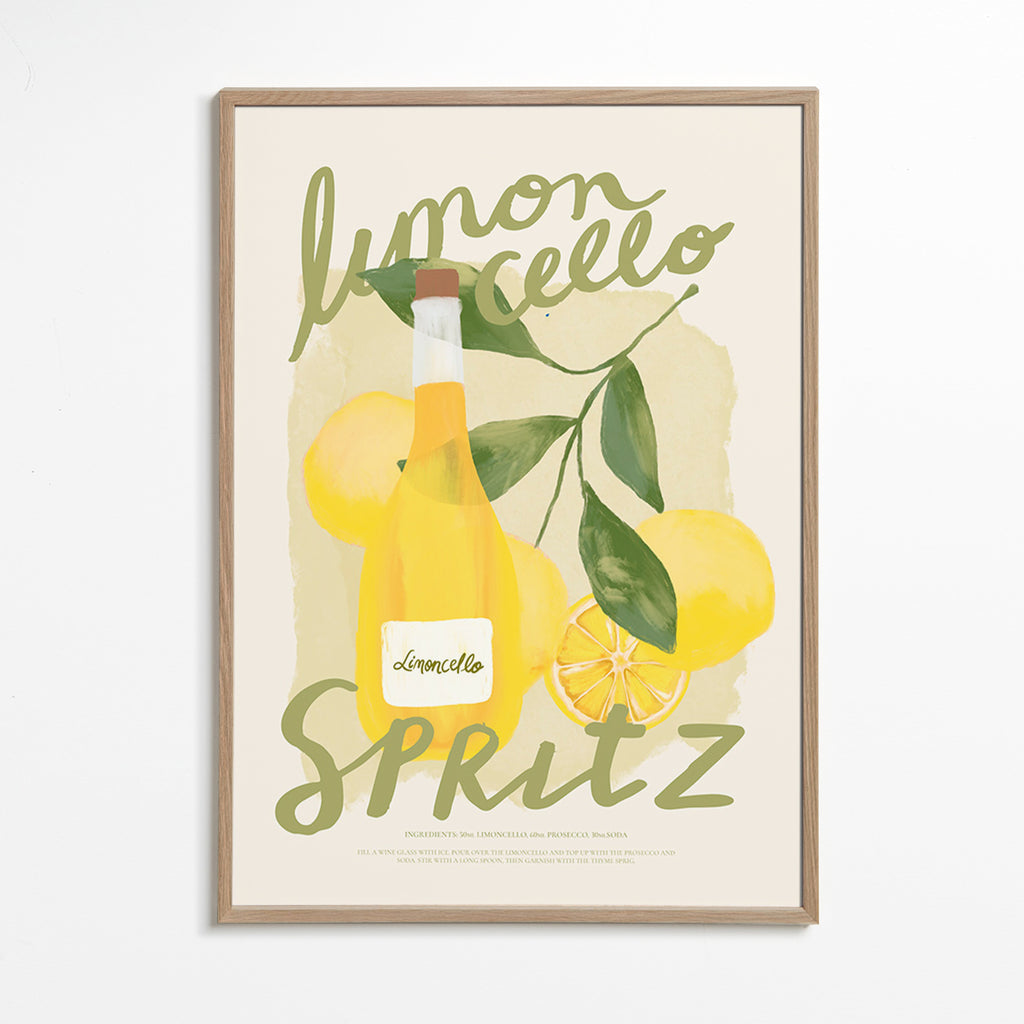 Cuadro de cocina Limoncello Spritz ilustrado – Oak Frame