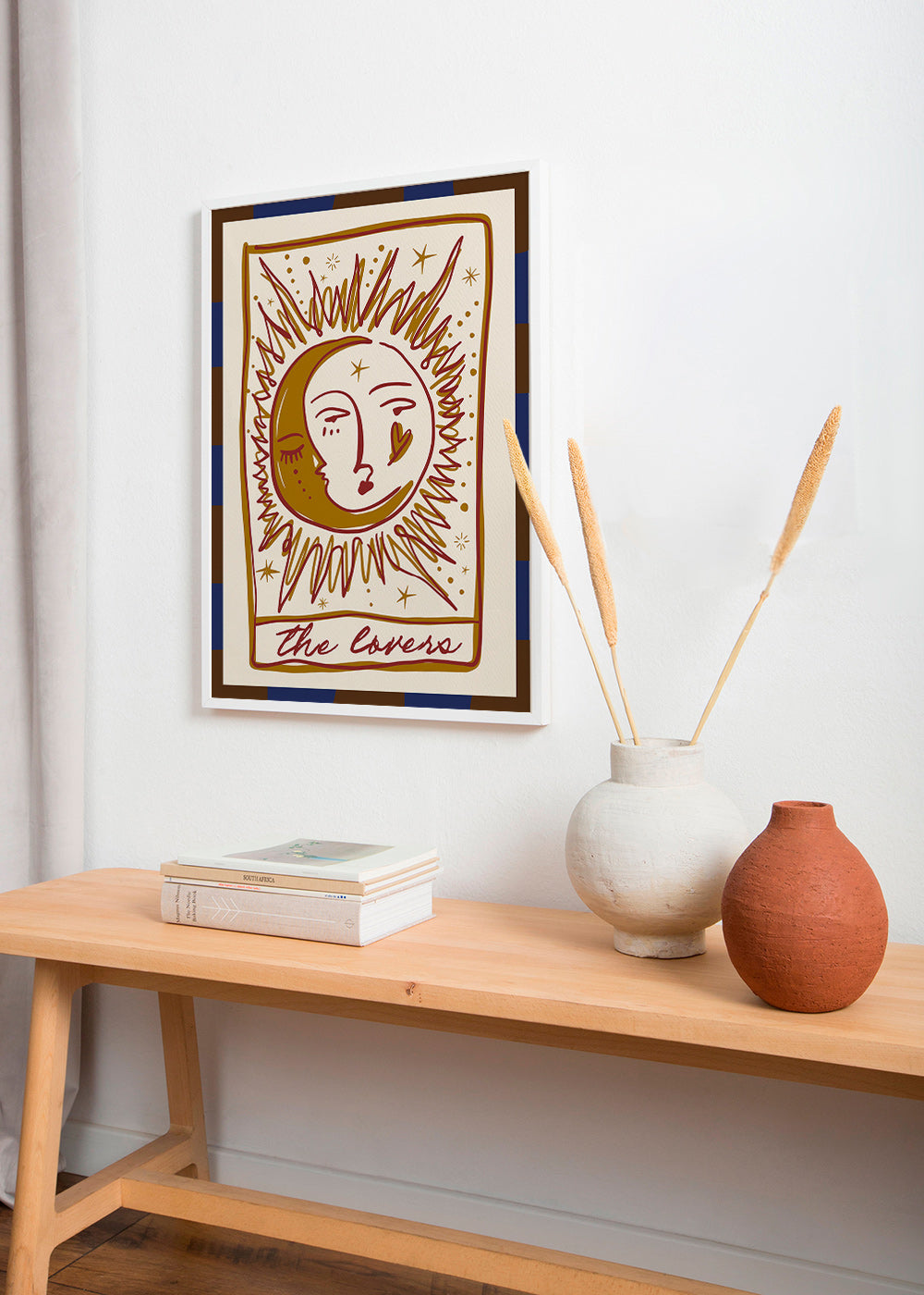 Tarot illustration 'The Lovers' sun and moon
