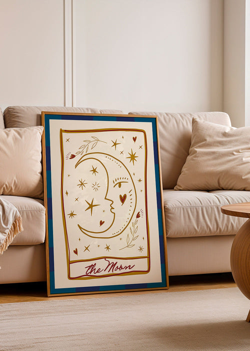 Ilustración lunar con rostro y estrellas – Product1