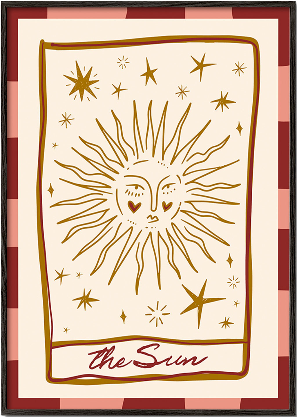 Sun illustration in vintage card style
