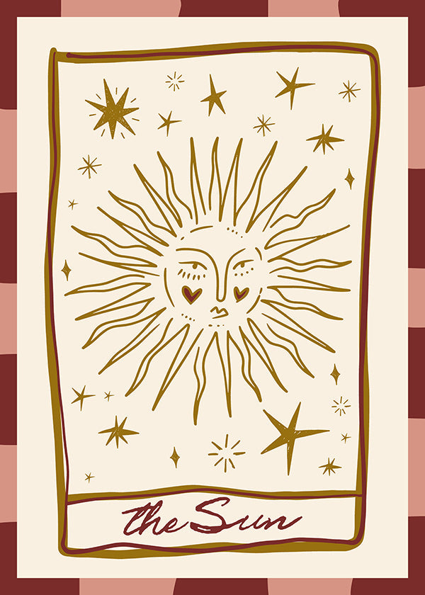 Sun illustration in vintage card style