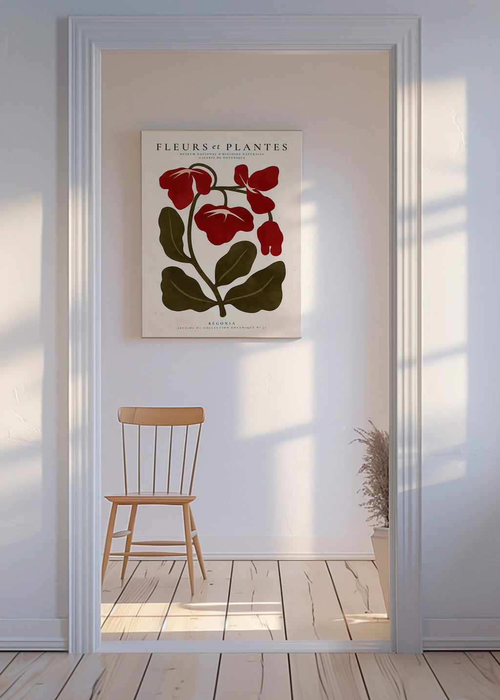 Botanical print: Red begonia artwork