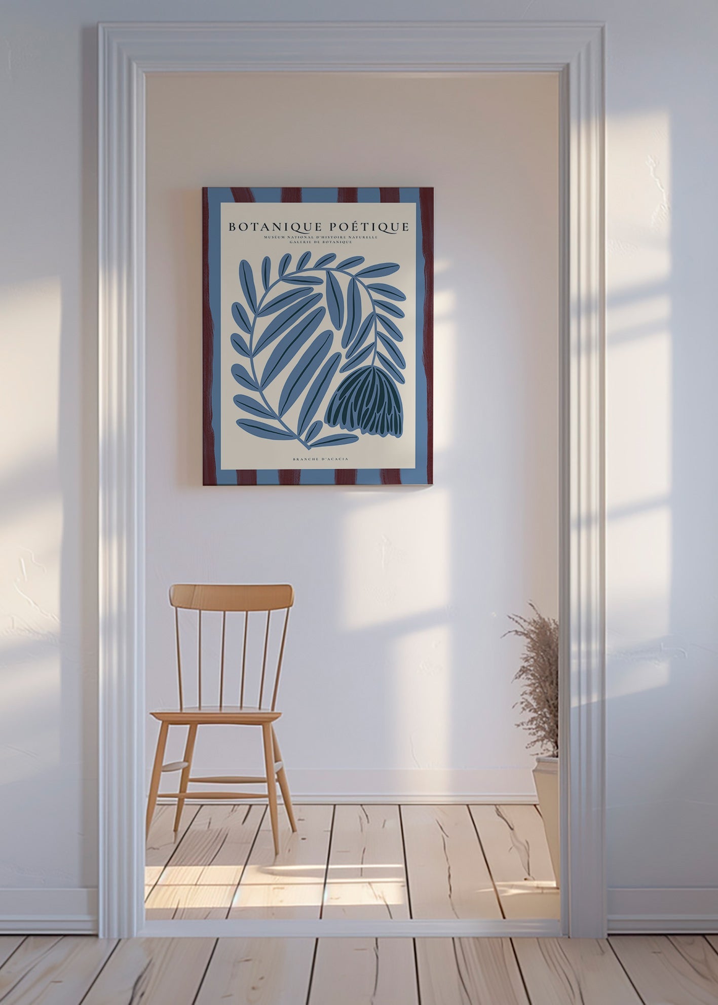 Botanical print: stylized blue acacia