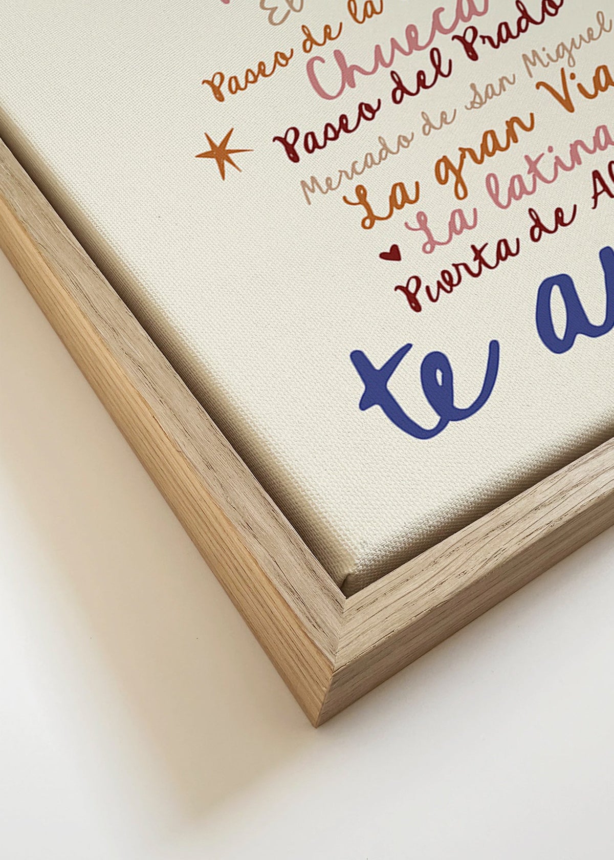 Cuadro de ciudades Madrid con lettering icónico – Canvas detail