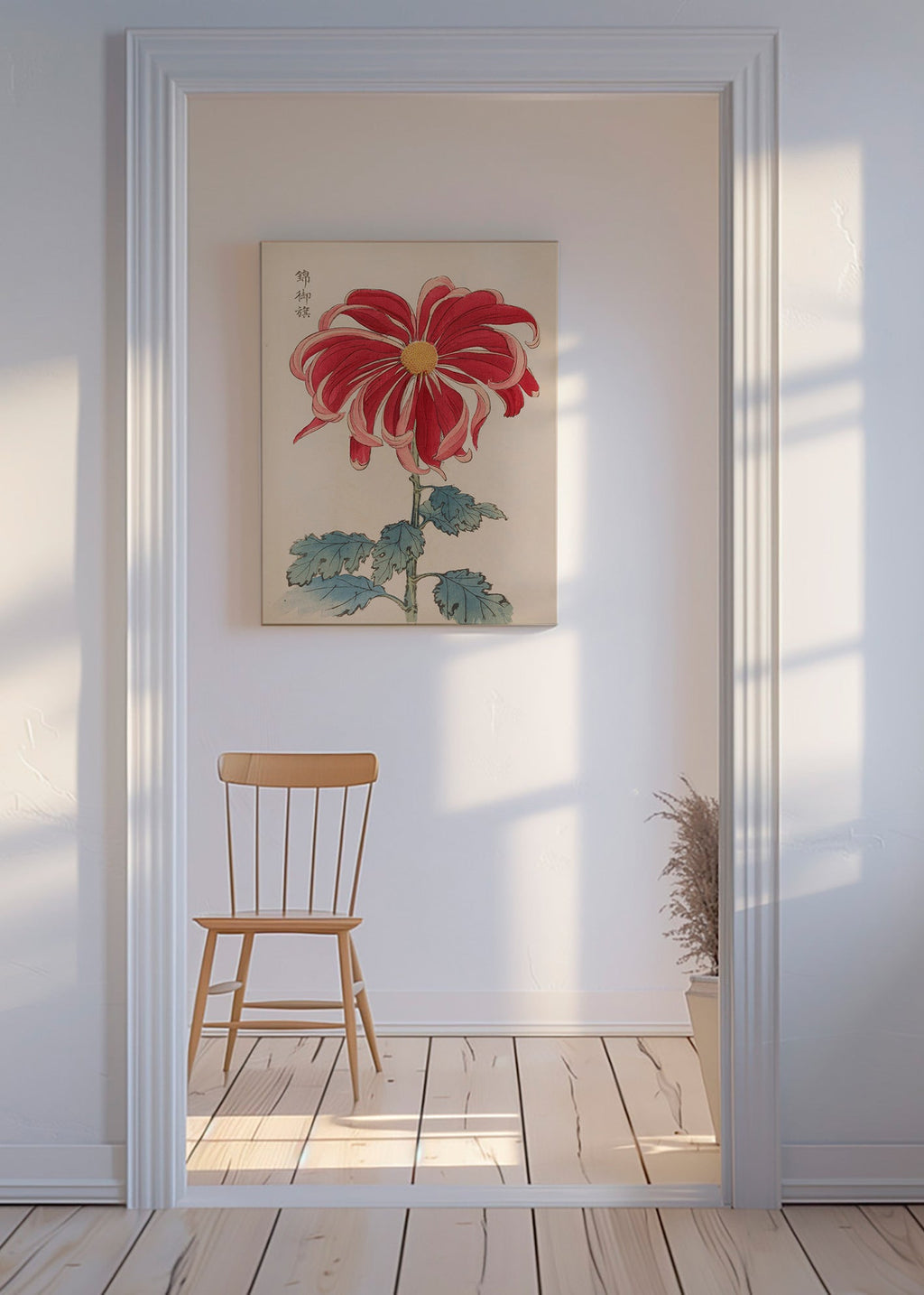 Lámina botánica crisantemo japonés rojo – Canvas