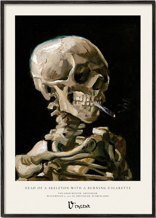 Cuadro vintage con calavera fumando – Black Frame
