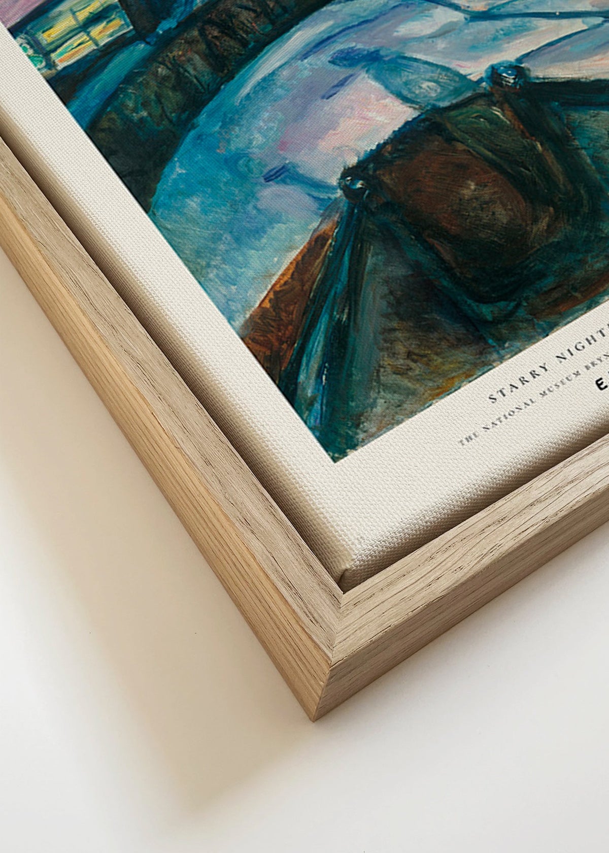 Cuadro de paisaje con cielo estrellado y colinas nevadas – Canvas detail