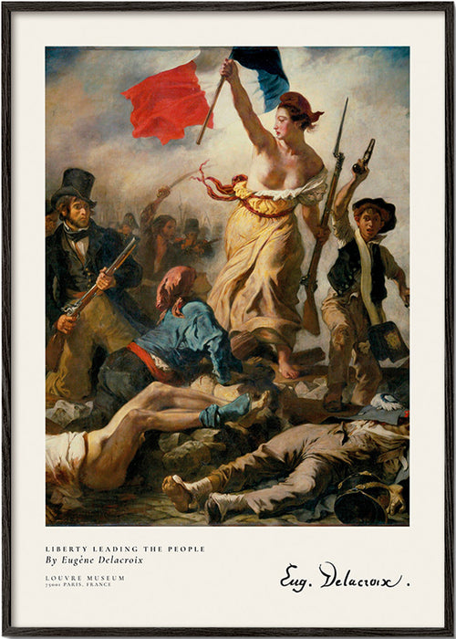 Cuadro vintage con figura femenina y bandera tricolor – Black Frame