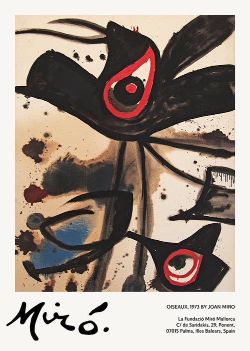 Cuadro abstracto con motivos de aves negras