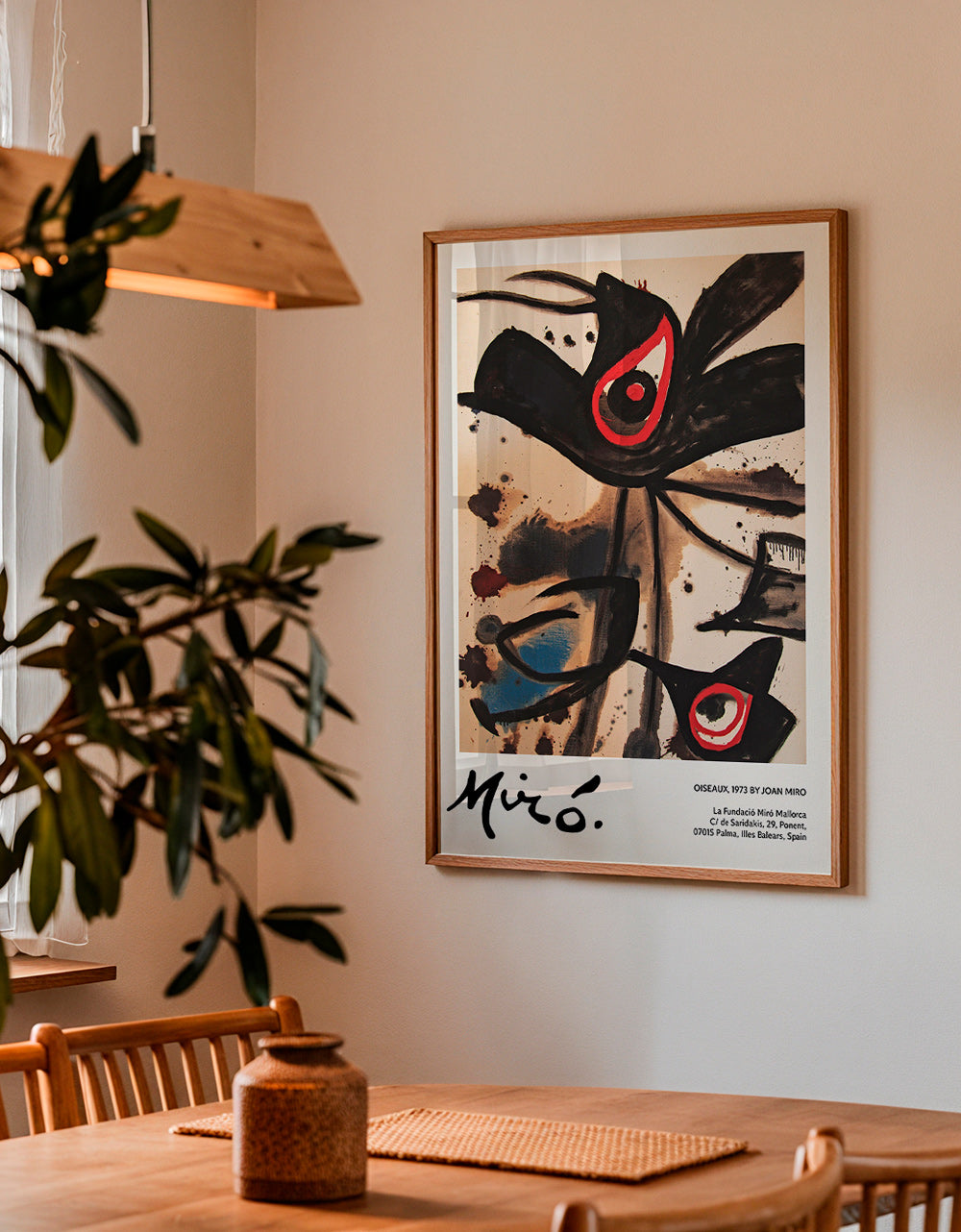 Abstract artwork with black bird motifs