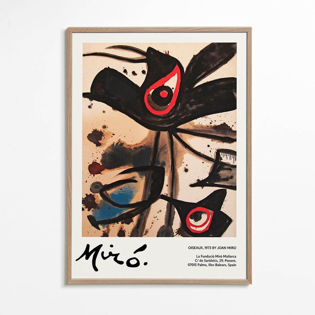 Abstract artwork with black bird motifs