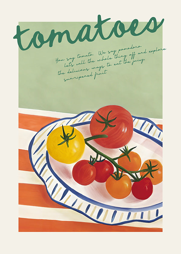 Kitchen art: tomatoes still life illustration