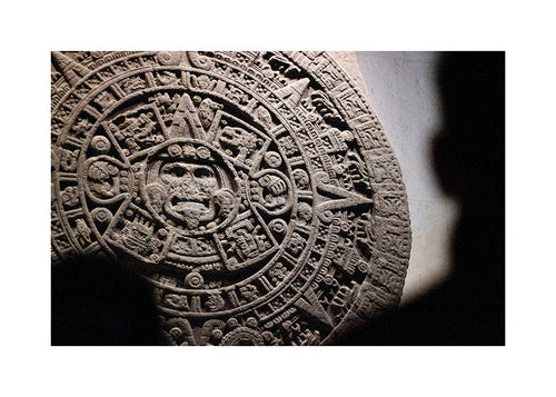 Aztec calendar photograph in relief