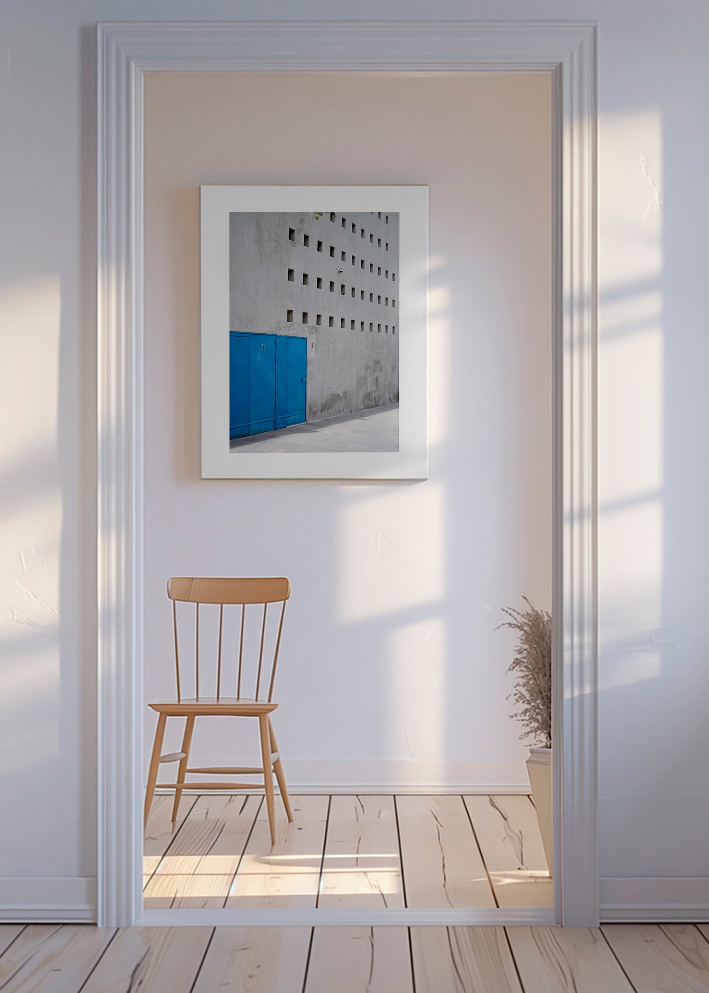 Blue door architectural photograph