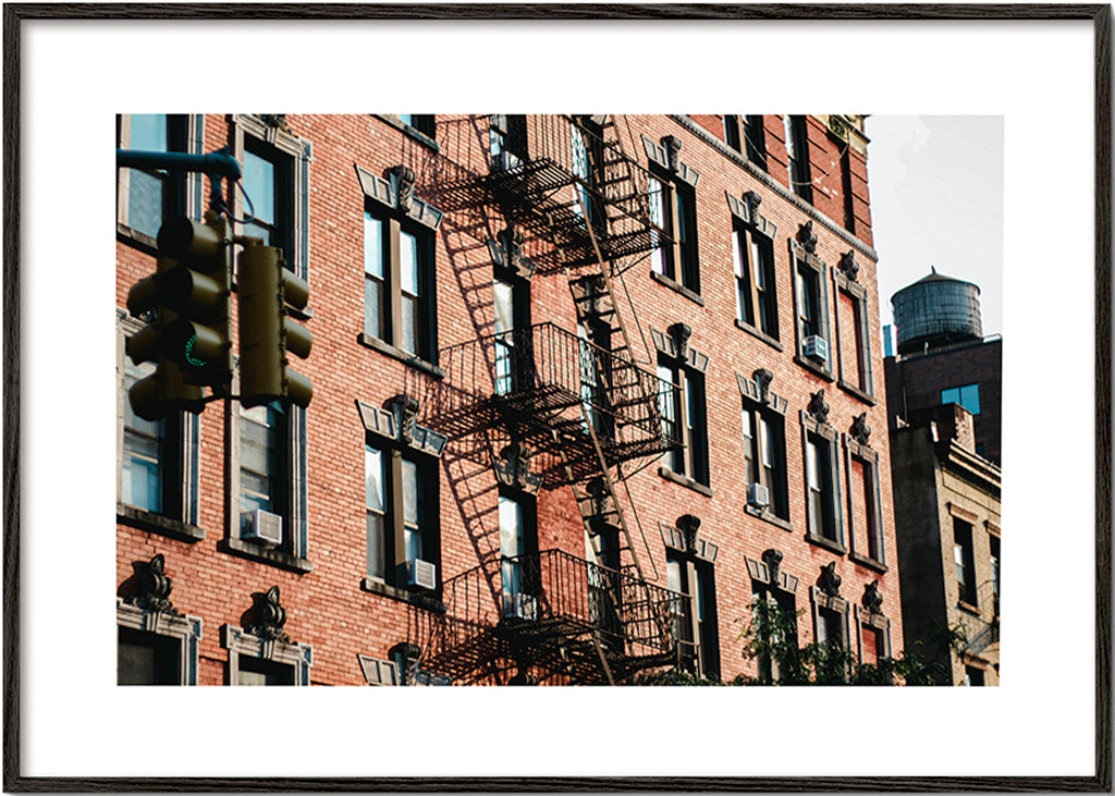 City art: brick facade in frame