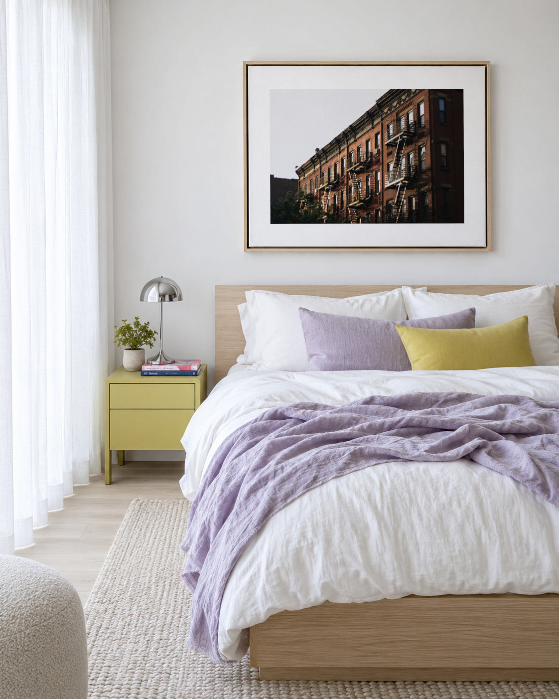 New York Brownstone - Framed canvas in an interior