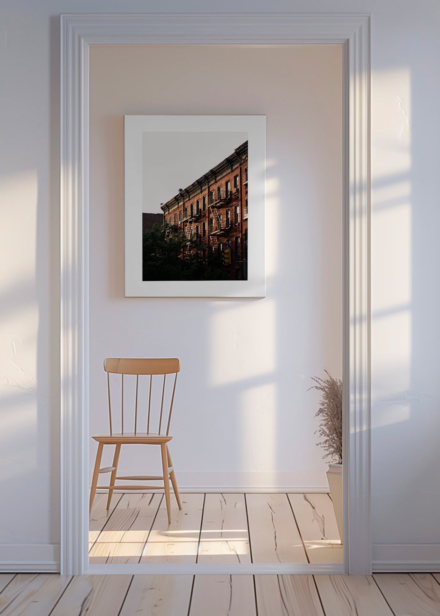 Cuadro de ciudades con fachadas y escaleras de incendios – Canvas