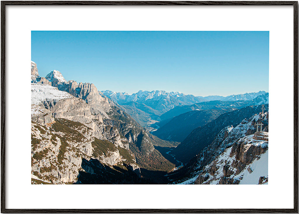 Landscape photo of snowy mountain valley