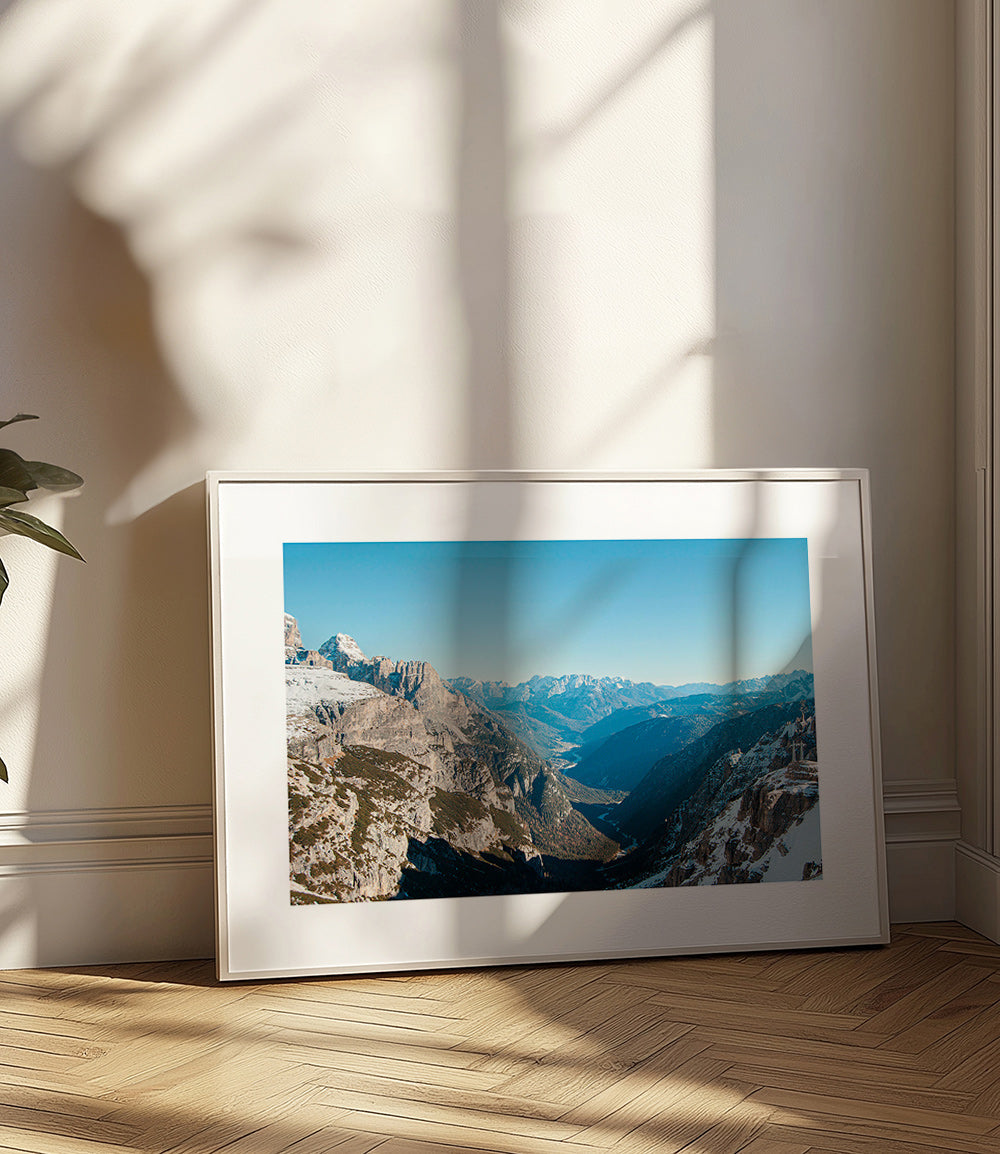 Landscape photo of snowy mountain valley