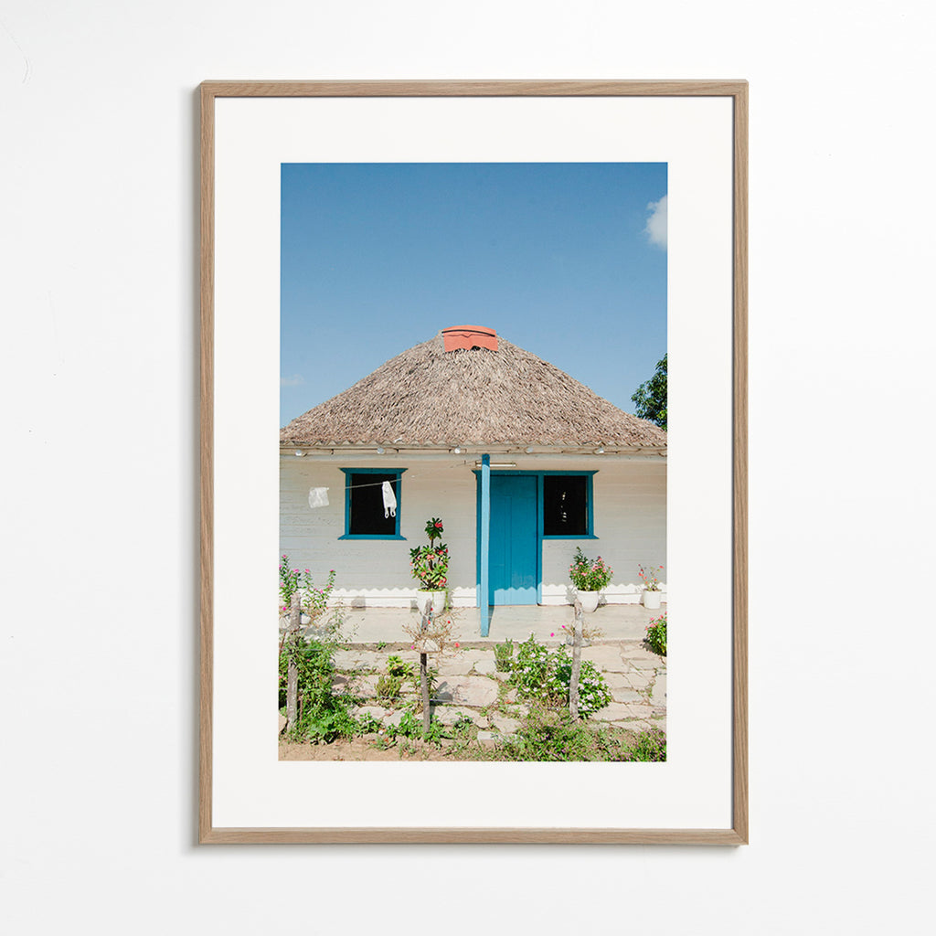 Landscape art: cottage with blue door