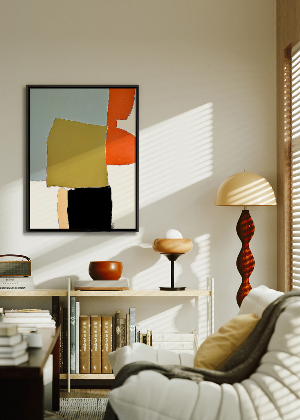 Cuadro abstracto con bloques orgánicos – Canvas2