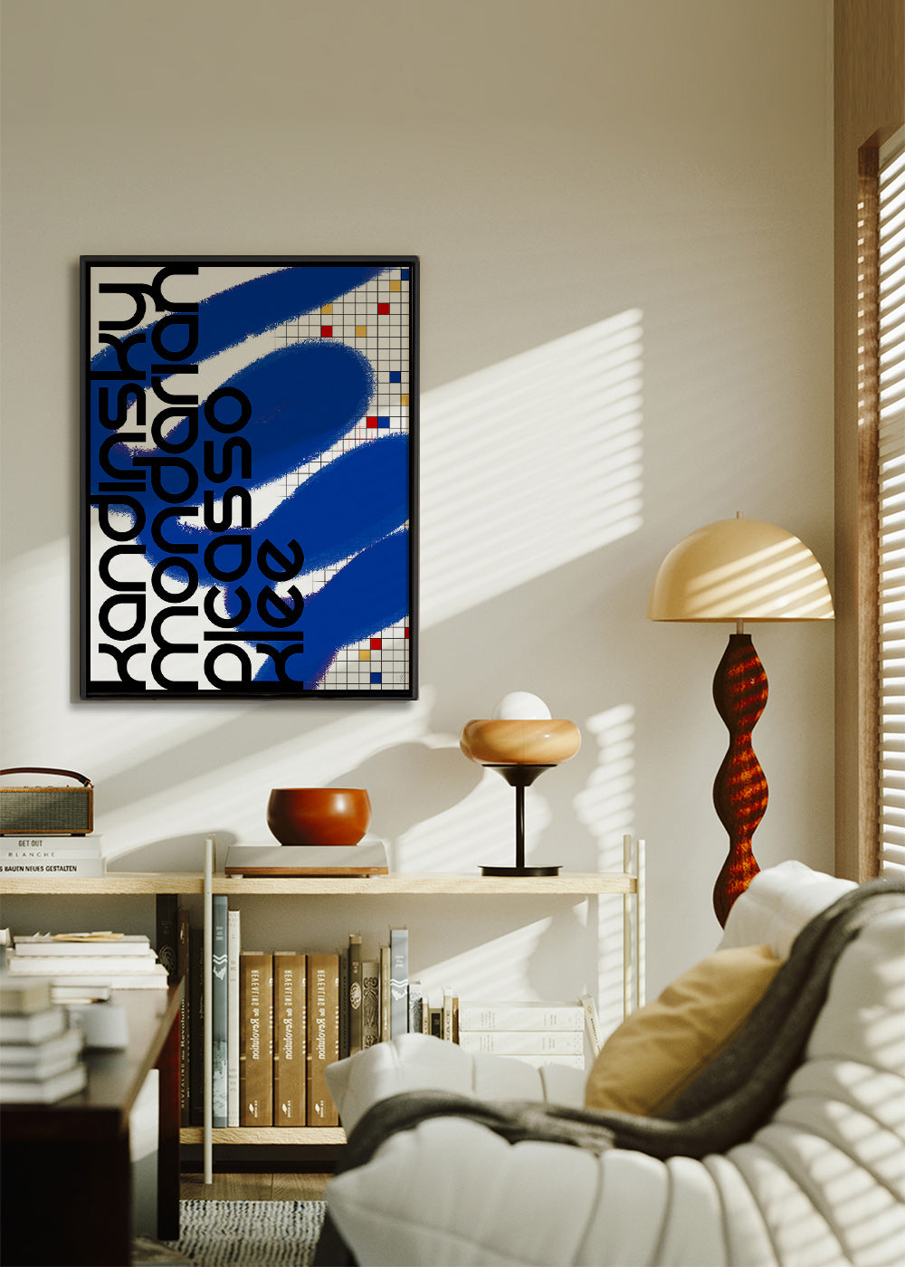 Cuadro abstracto con gestos azules – Canvas2