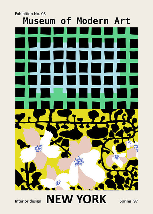 Cuadro de ciudades: póster tipográfico New York con motivos florales