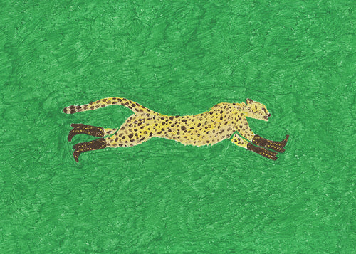 Cuadro guepardo en carrera sobre fondo verde