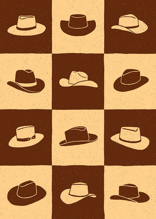 Ilustración de sombreros vaqueros en tablero