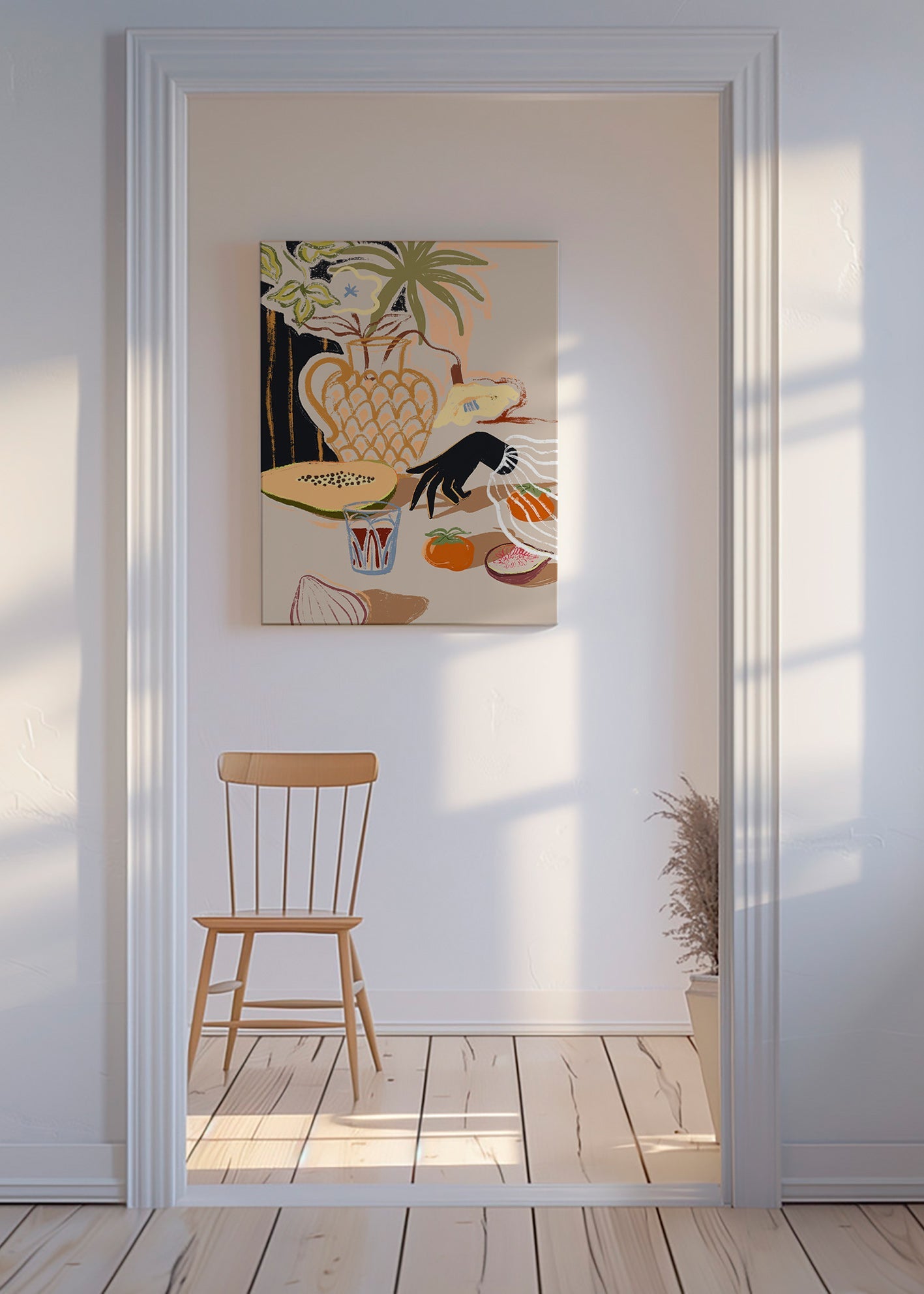 Cuadro de cocina con frutas y jarra decorativa – Canvas