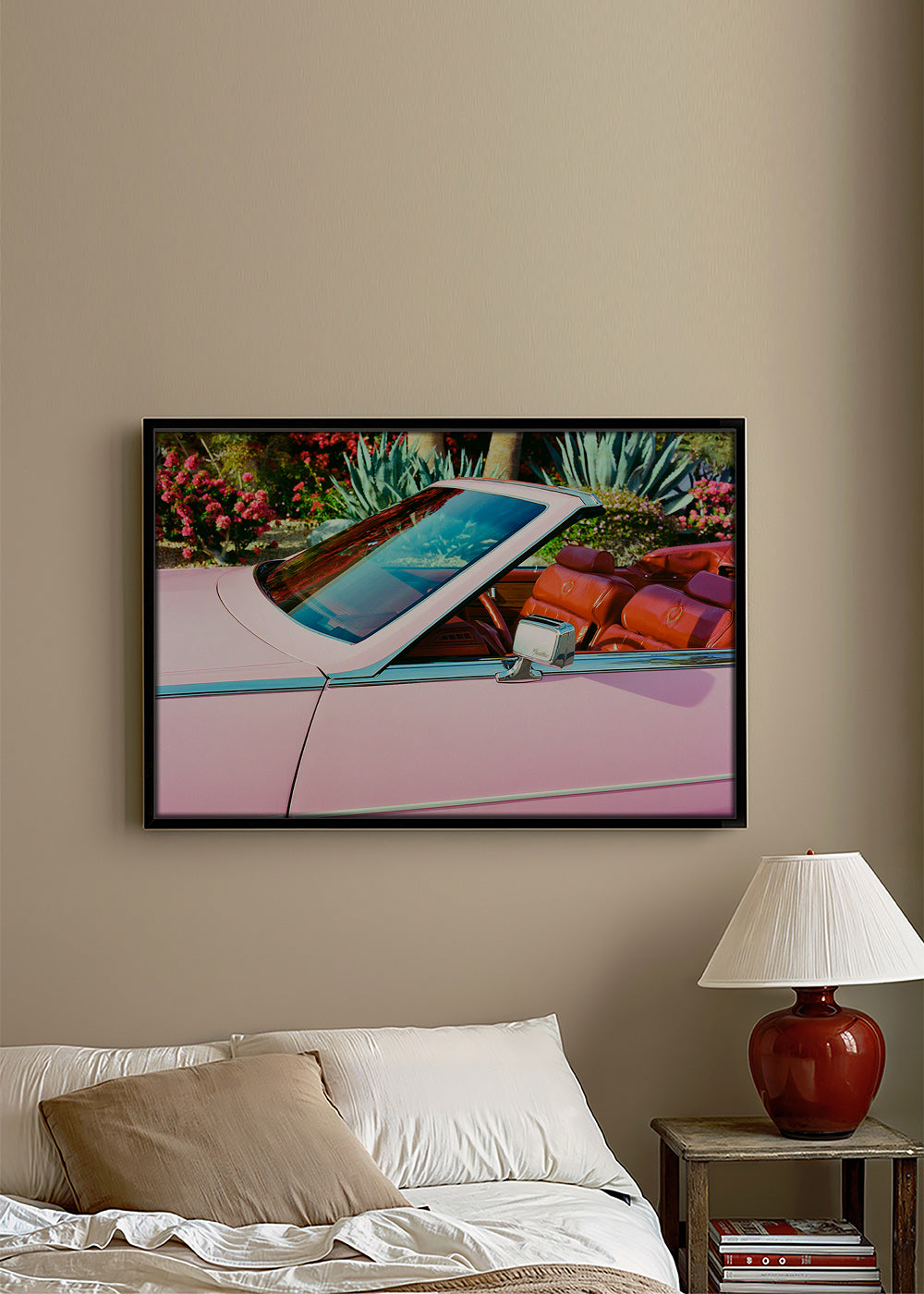 Cuadro vintage coche convertible rosa – Canvas2