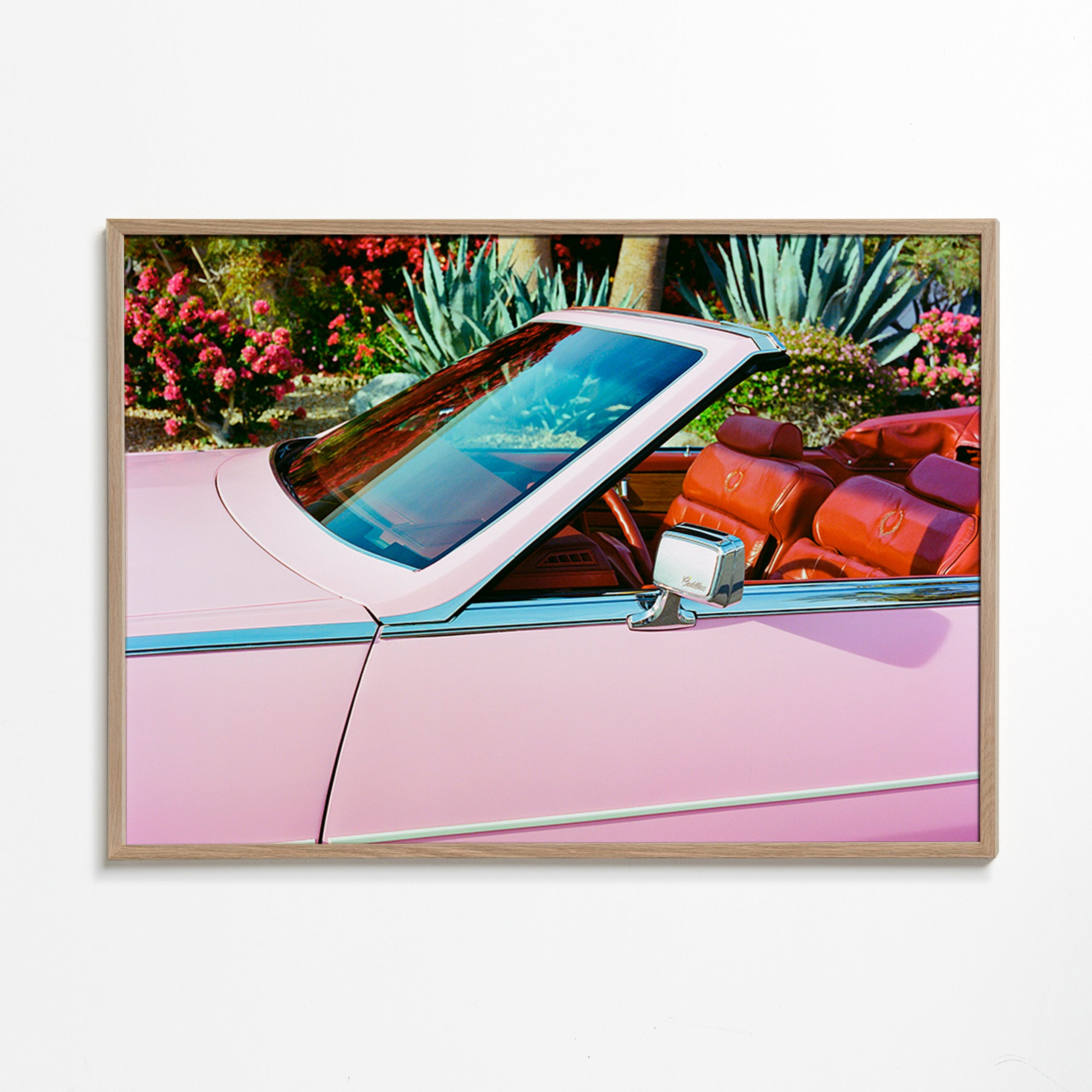 Cuadro vintage coche convertible rosa – Oak Frame