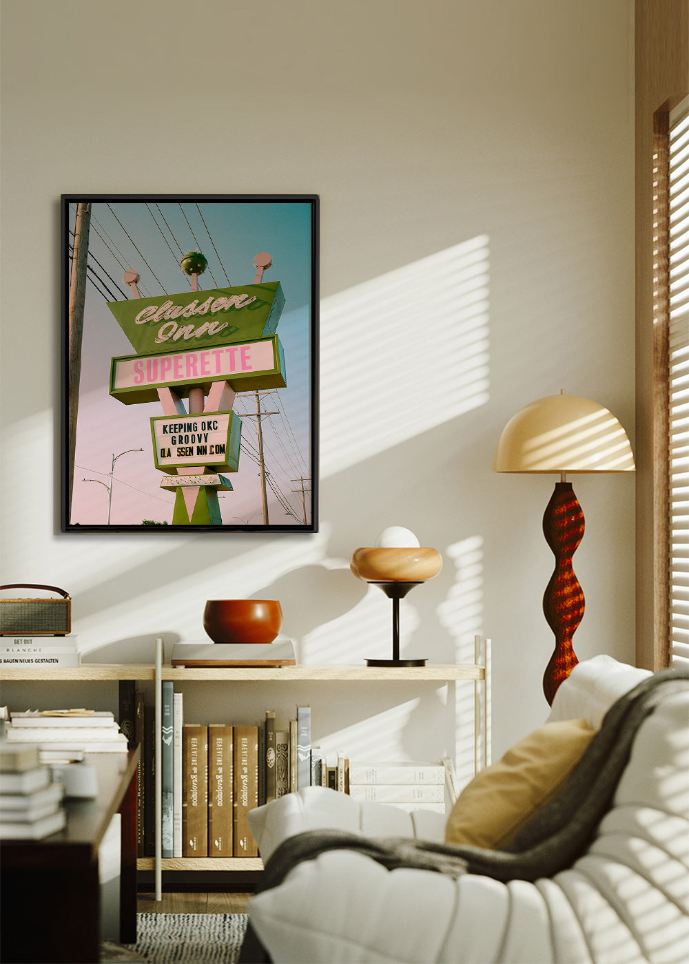 Cuadro vintage letrero retro verde y rosa – Canvas2