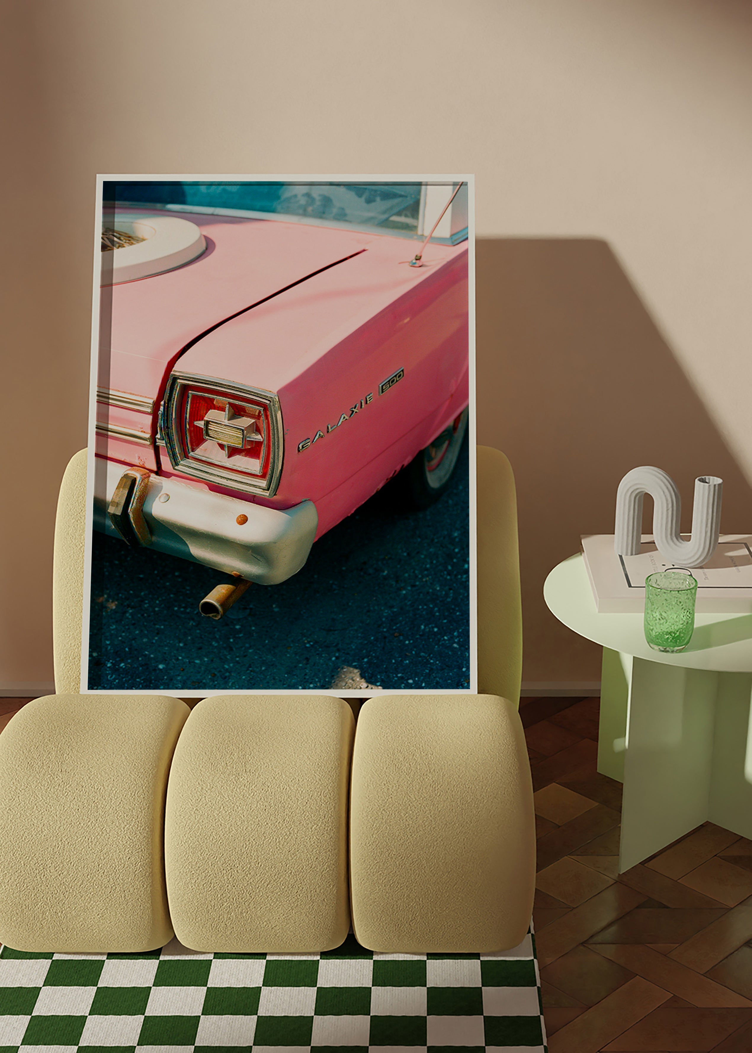 Cuadro vintage coche rosa clásico – Product2