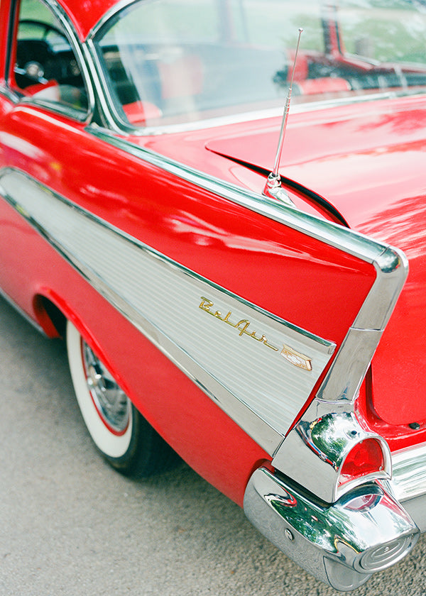 Cuadro vintage coche clásico rojo