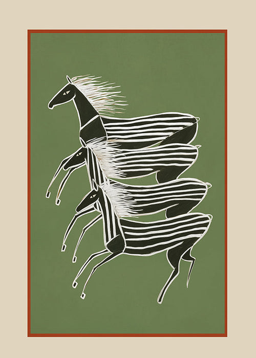 Cuadro caballo rayado en composición apilada