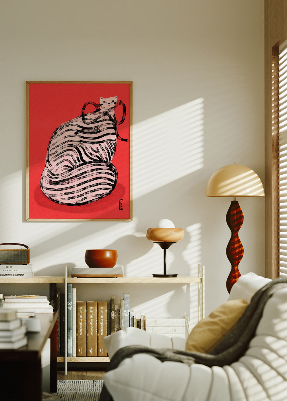 Cuadro gato rayado con toque gráfico – Product2