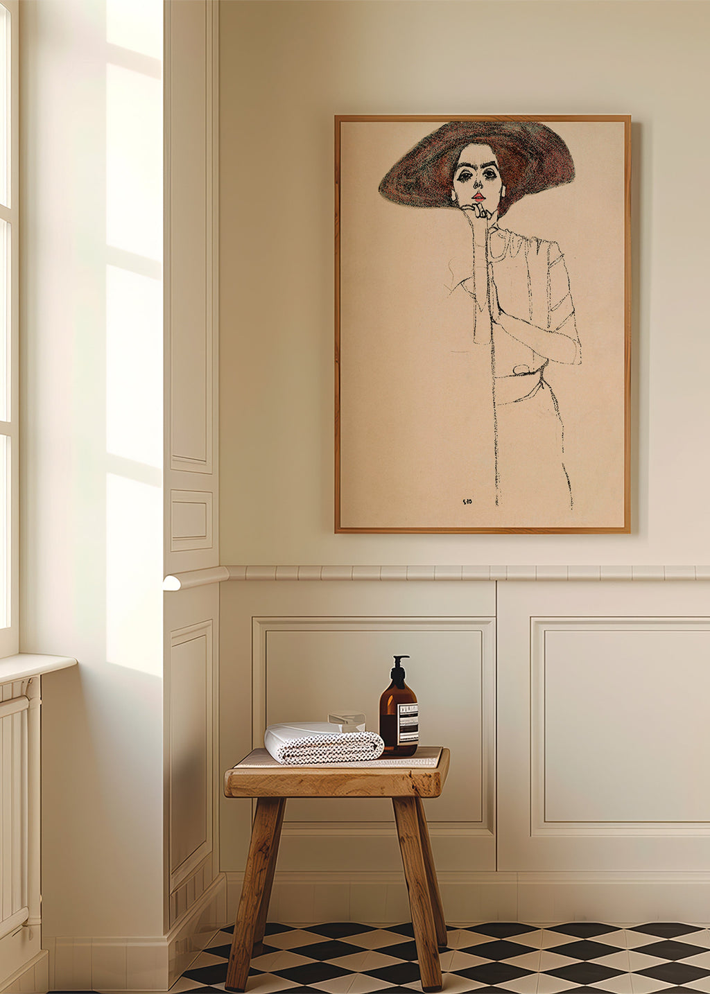 Ilustración retrato con sombrero y trazo expresivo – Product3