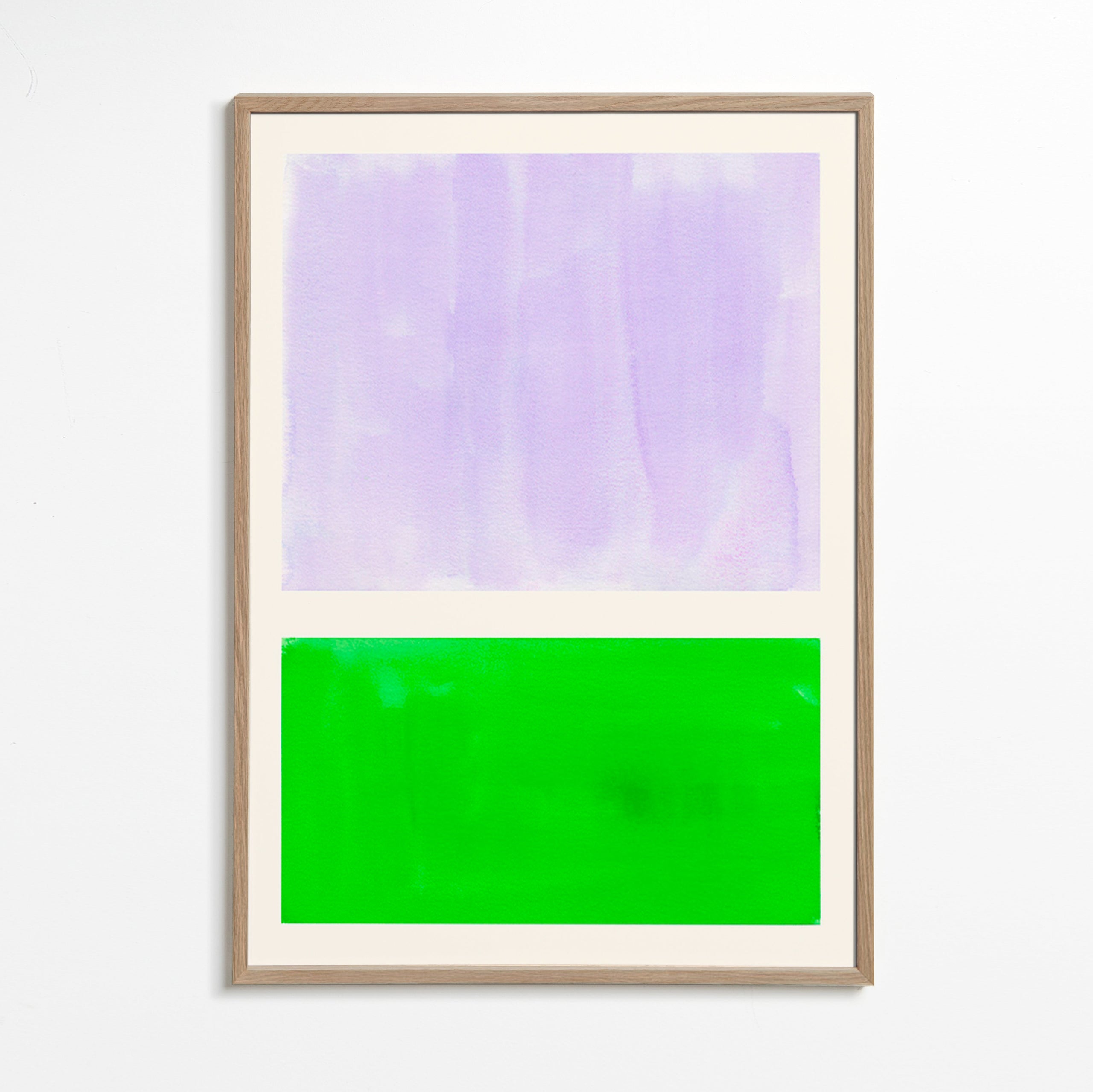 Cuadro abstracto lavanda y verde minimal – Oak Frame