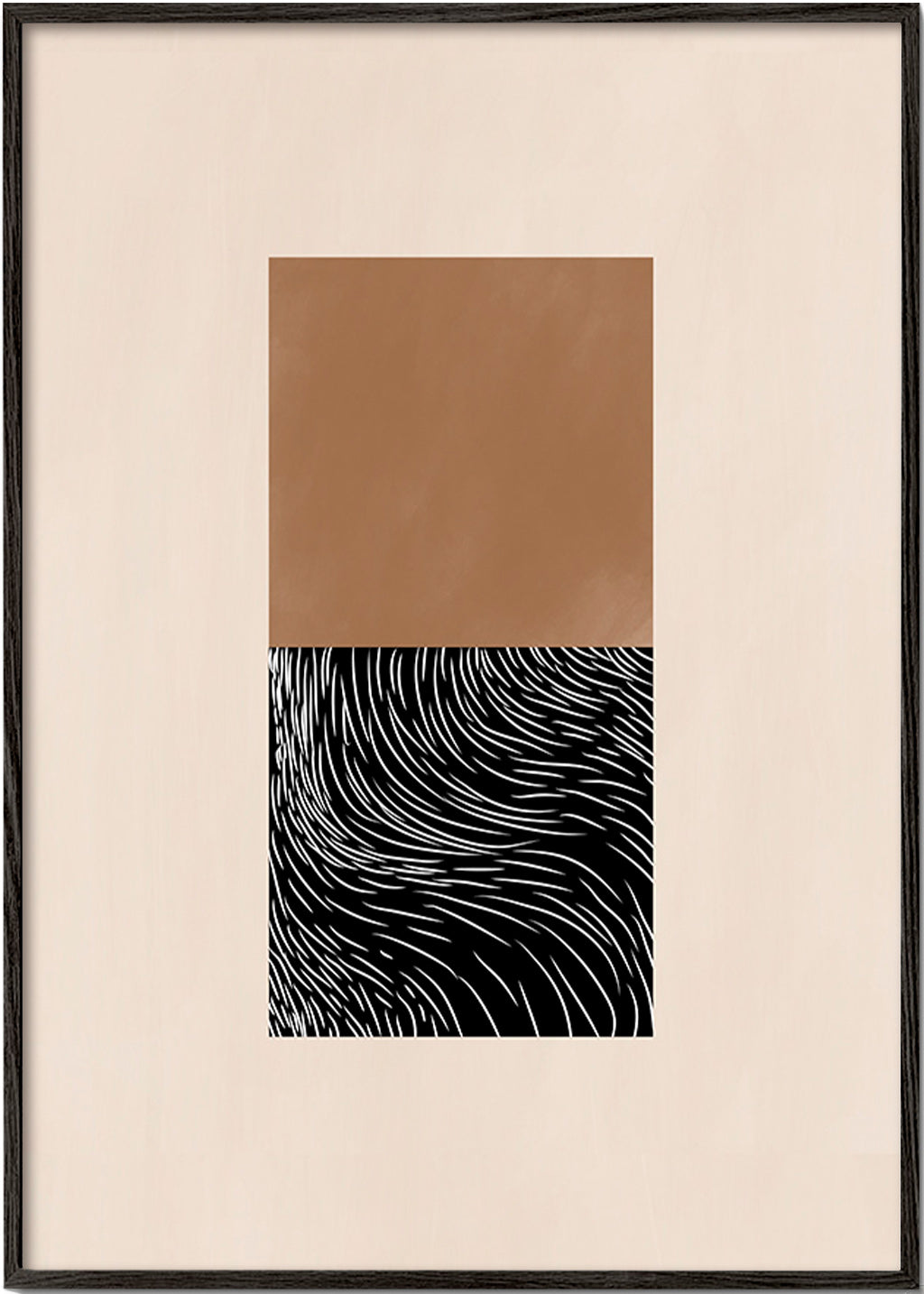 Cuadro geométrico con dos bloques texturizados – Black Frame