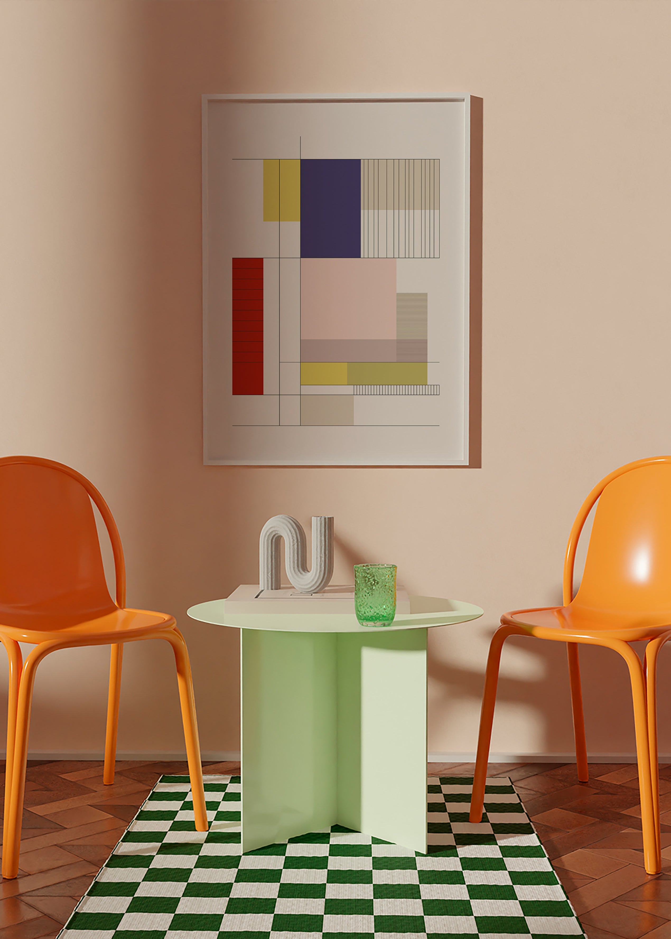 Cuadro geométrico con bloques y líneas – Product2