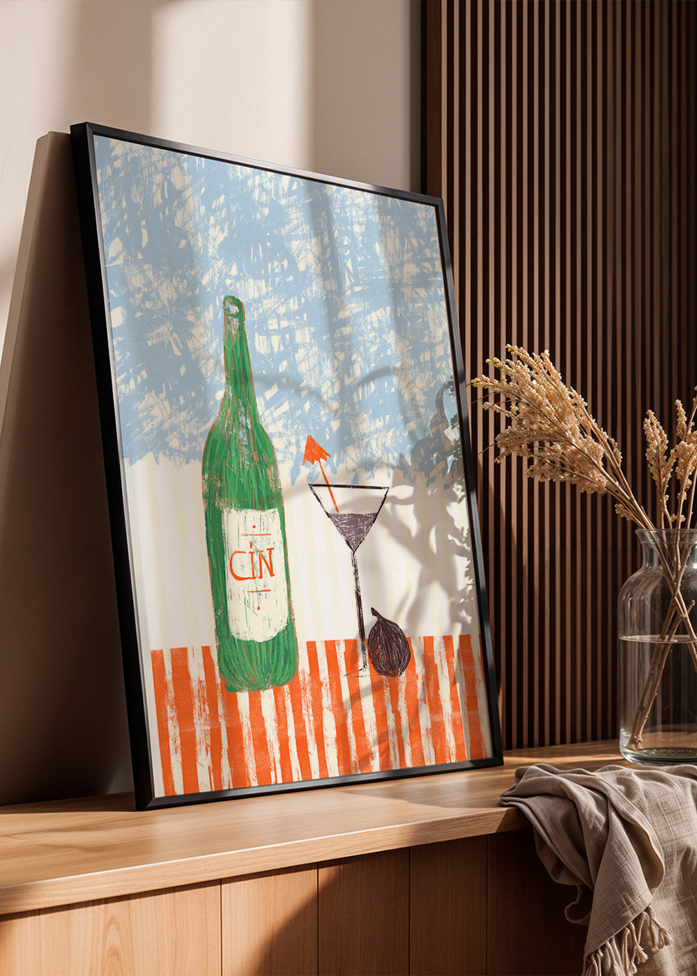 Cuadro de cocina con botella de ginebra ilustrada – Product3