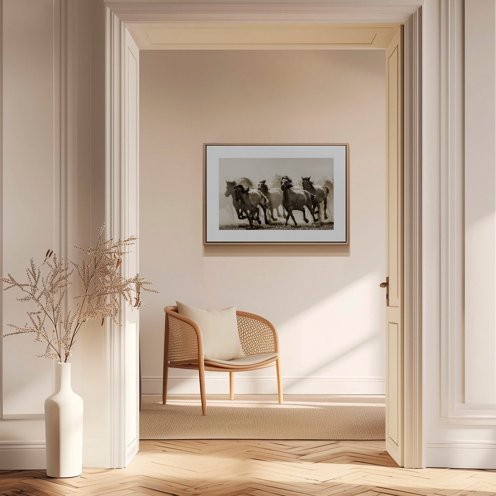 Cuadro caballo en estampida sepia – Canvas1