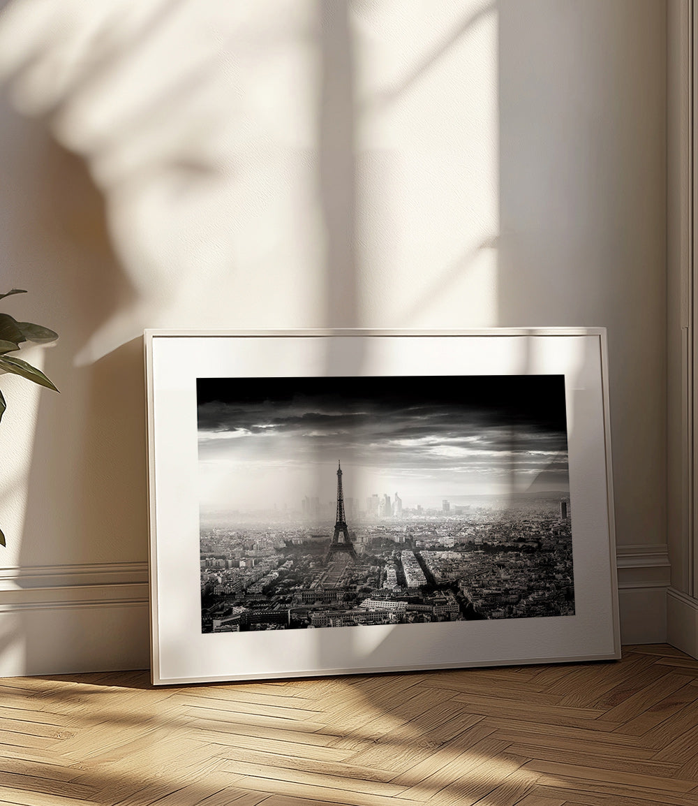 Cuadro de ciudades: París y la Torre Eiffel en blanco y negro – Product1