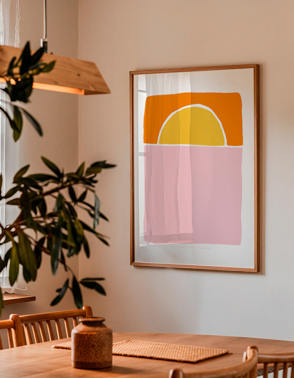 Cuadro abstracto semicírculo rosa y naranja – Product2