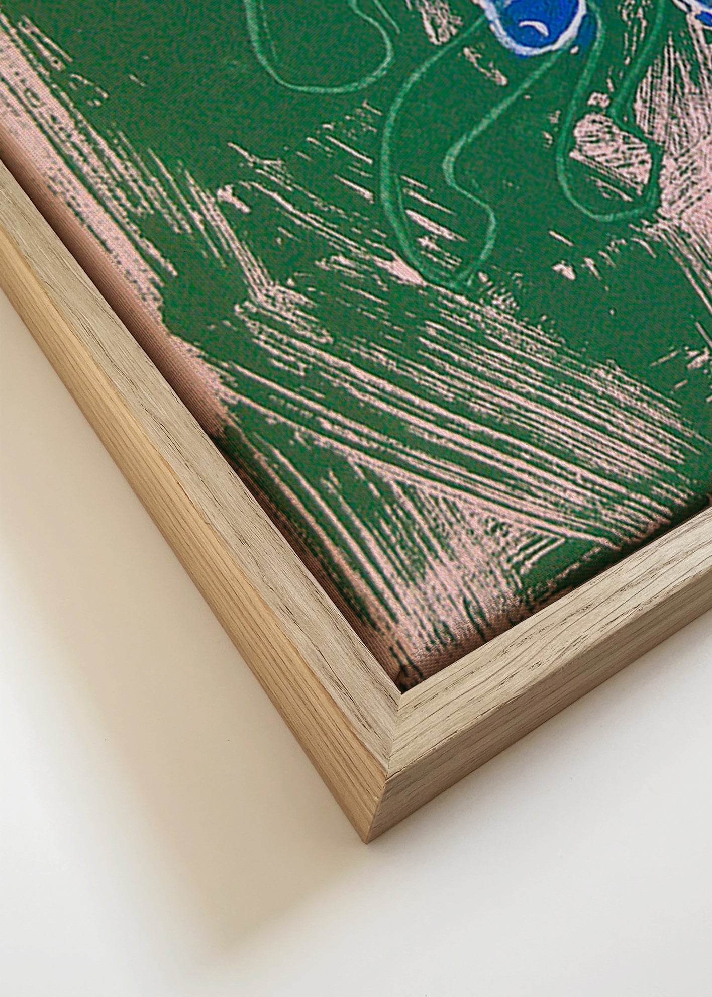 Cuadro caballo azul con jinete en fondo gestual – Canvas detail